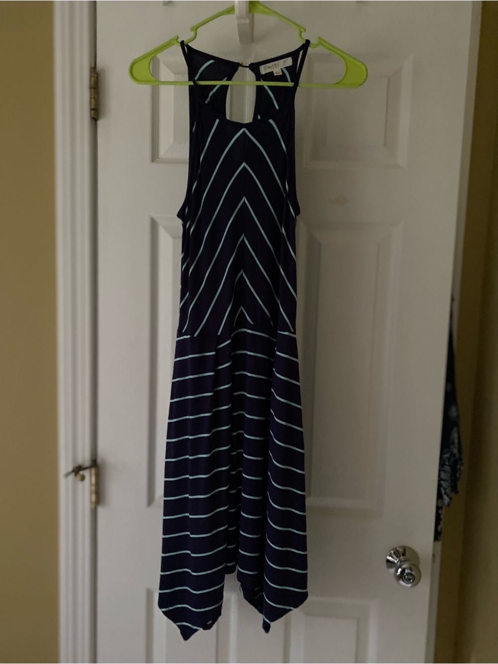 love, Fire Navy Dress with Light Blue Stripes